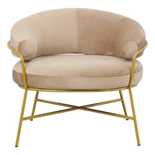Armchair Malu pakoworld velvet beige-golden 84x79x76cm