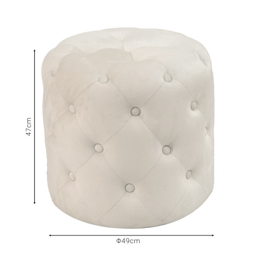 Pouf stool Seval pakoworld velvet cream D49x47cm Pouf stool Seval pakoworld velvet cream D49x47cm