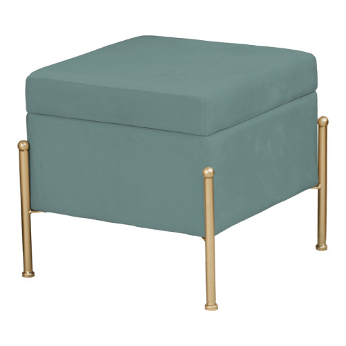 Stool-trunk Panton pakoworld velvet green-golden 40x40x36.5cm