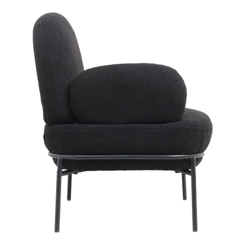 Armchair Jaycob pakoworld boucle black-black metal leg 74x71x83cm