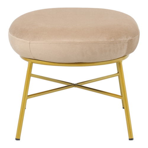 Stool Susanna pakoworld velvet beige-golden metal leg 56x47x40cm