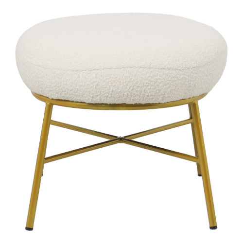 Stool Susanna pakoworld boucle cream-golden metal leg 56x47x40cm