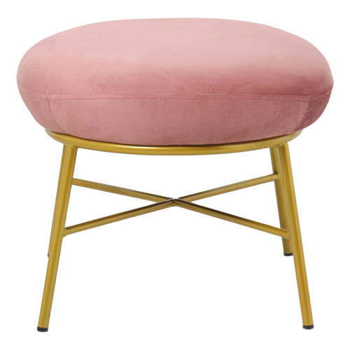 Stool Susanna pakoworld velvet rotten apple-golden metal leg 56x47x40cm