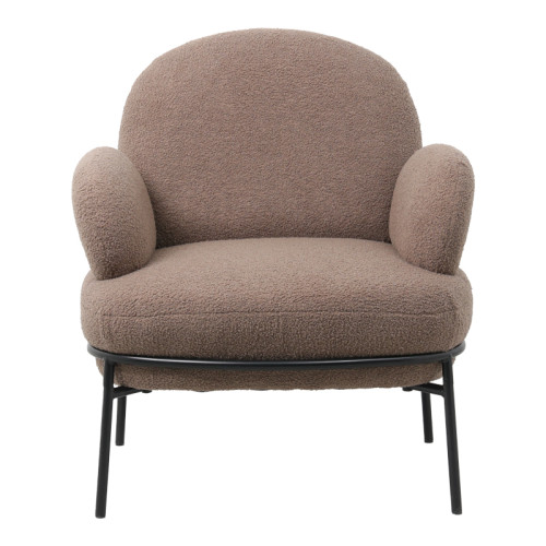 Armchair Jaycob pakoworld boucle brown tampa-black metal leg 74x71x83cm