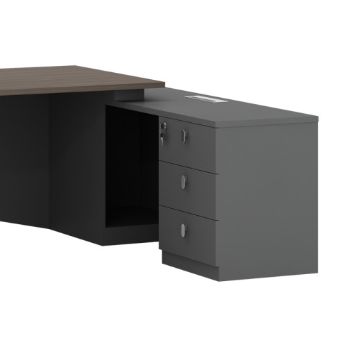 Work desk professional right corner Denith pakoworld charcoal-walnut 220x180x75cm Work desk professional right corner Denith pakoworld charcoal-walnut 220x180x75cm