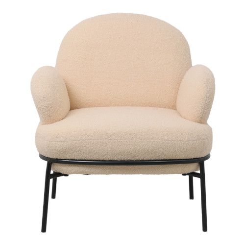 Armchair Jaycob pakoworld boucle cream-black metal leg 74x71x83cm