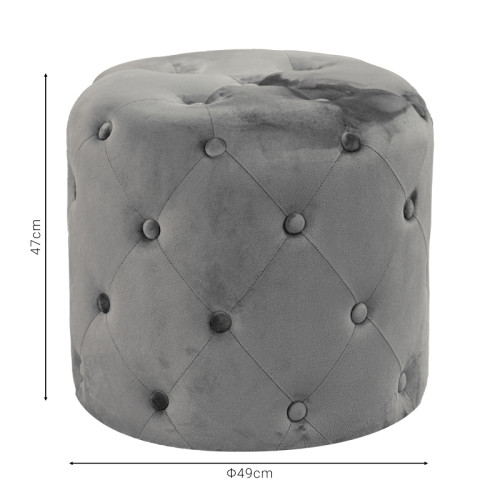 Pouf stool Seval pakoworld velvet dark grey D49x47cm Pouf stool Seval pakoworld velvet dark grey D49x47cm
