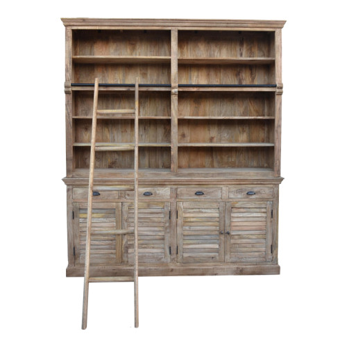 Library Bookie Inart antique white solid mango wood 200x42x230cm