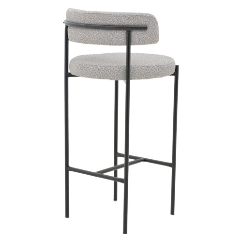 Bar stool Labrow pakoworld grey teddy fabrivc-black metal 51x51x100cm