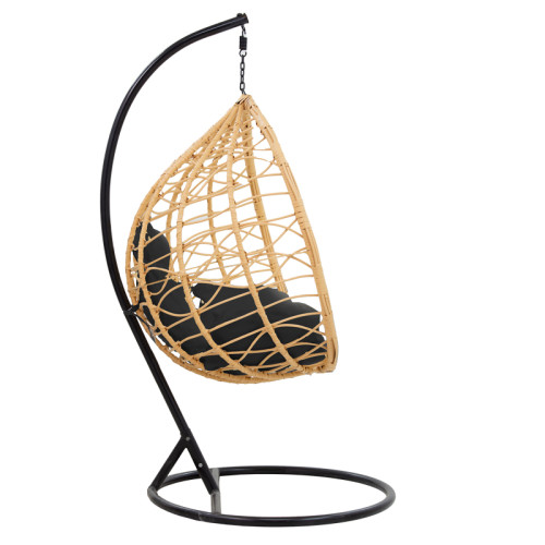 Hudson pakoworld swing hanging metal black-pp natural-cushion black 109x119x195cm Hudson pakoworld swing hanging metal black-pp natural-cushion black 109x119x195cm