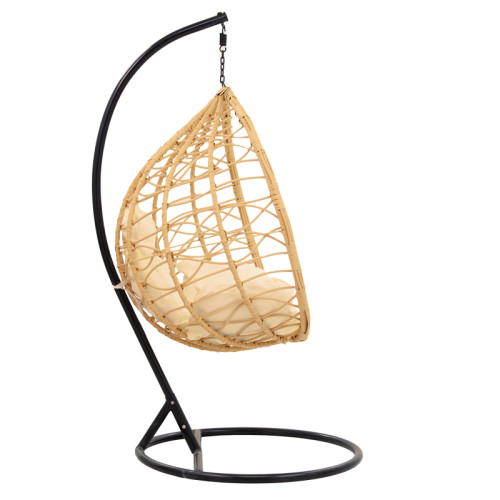 Hudson pakoworld swing hanging metal black-pp natural-cushion beige 109x119x195cm Hudson pakoworld swing hanging metal black-pp natural-cushion beige 109x119x195cm