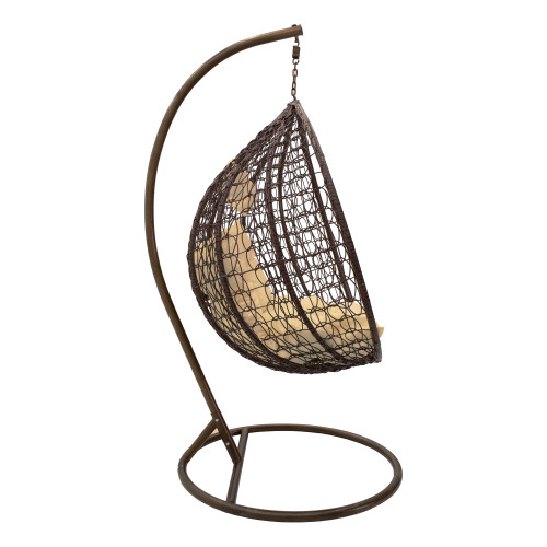 Zafer pakoworld swing hanging metal-pp brown-cushion beige 106x103x200cm