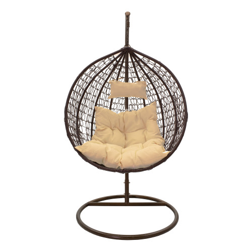 Zafer pakoworld swing hanging metal-pp brown-cushion beige 106x103x200cm Zafer pakoworld swing hanging metal-pp brown-cushion beige 106x103x200cm