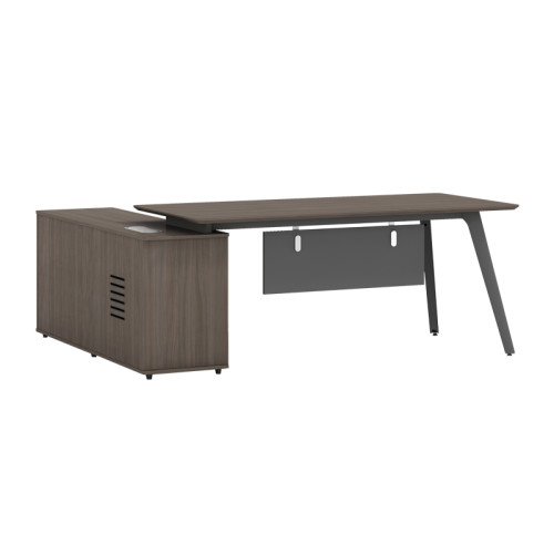 Work reversible desk professional Denith pakoworld charcoal-walnut 180x160x75cm