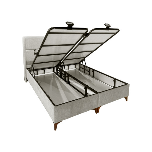 Double bed Serene pakoworld with storage space cream fabric 160x200cm