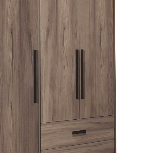 3-door wardrope Edritte pakoworld with drawers light walnut melamine 120x52x195cm 3-door wardrope Edritte pakoworld with drawers light walnut melamine 120x52x195cm