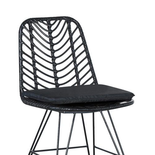 Garden chair Naoki pakoworld with cushion pe black-metal black leg 44x58x82cm