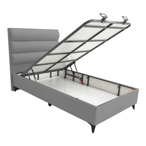 Single bed Luxe pakoworld with storage space grey fabric 120x200cm