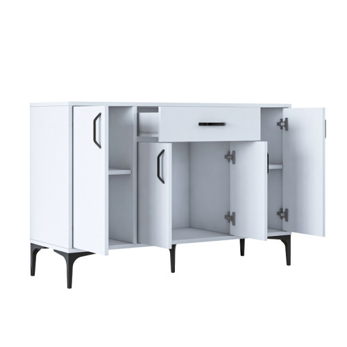 Buffet Luther pakoworld white melamine-black metal leg 120x40x78.5cm Buffet Luther pakoworld white melamine-black metal leg 120x40x78.5cm