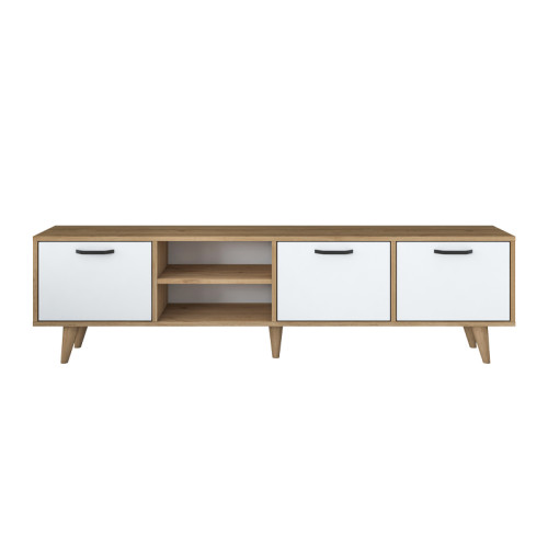 TV cabinet Sercio pakoworld white walnut melamine-black metal legs 180x29.7x48.6cm