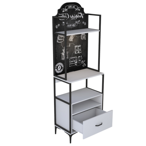 Buffet with shelf Cogan pakoworld white melamine-black metal 70x40x205cm