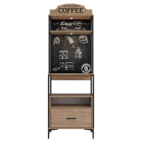 Buffet with shelf Ragren pakoworld walnut melamine-black metal 70x40x190.8cm Buffet with shelf Ragren pakoworld walnut melamine-black metal 70x40x190.8cm