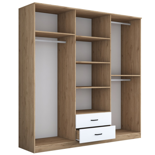 Wardrobe with mirror Warko pakoworld white walnut melamine 210x51.5x210cm Wardrobe with mirror Warko pakoworld white walnut melamine 210x51.5x210cm