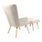 Armchair with footstool Vivienne pakoworld fabric beige-natural leg 75x69x96cm