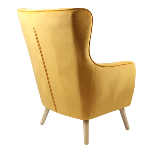 Armchair Insicive pakoworld mustard yellow fabric-natural leg 67x89x86cm