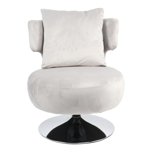 Armchair with cushion Percival pakoworld fabric grey-chrome base 76x67x76cm