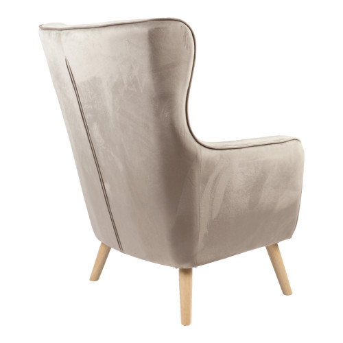 Armchair Insicive pakoworld beige fabric- natural leg 67x89x86cm