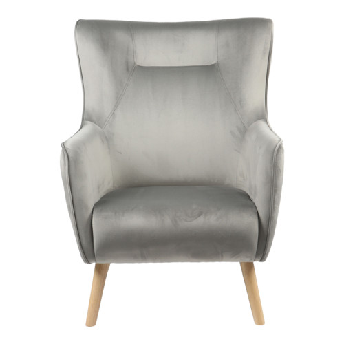 Armchair Insicive pakoworld grey fabric - natural leg 67x89x86cm