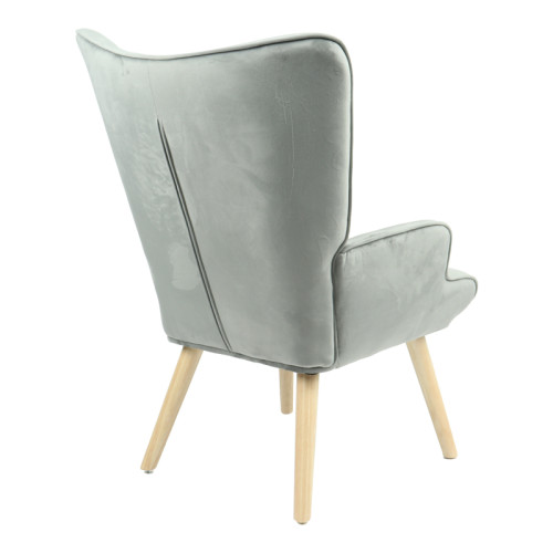 Armchair Fluffy pakoworld velvet fabric grey-natural leg 75x69x96cm