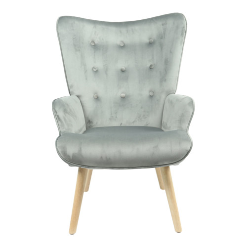 Armchair Fluffy pakoworld velvet fabric grey-natural leg 75x69x96cm