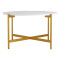 Coffee table Aisle pakoworld white marble melamine-gold metal D80x45cm