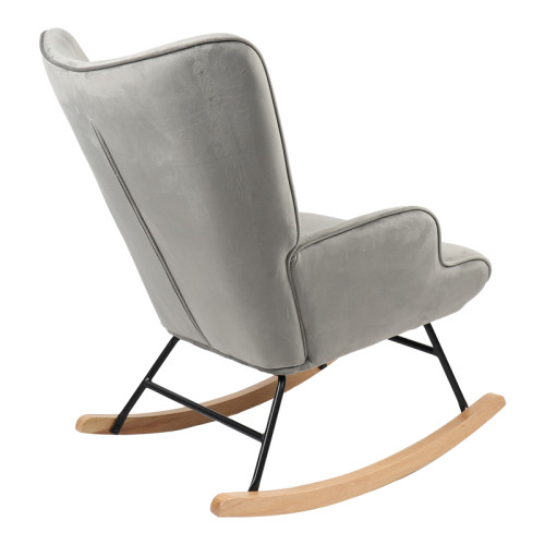 Rocking armchair Georgia pakoworld velvet fabric grey-natural 75x71x95cm