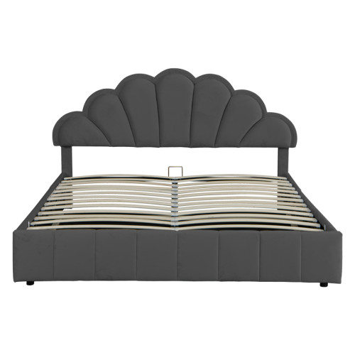 Double bed Wardie pakoworld velvet dark grey with storage 160x200cm