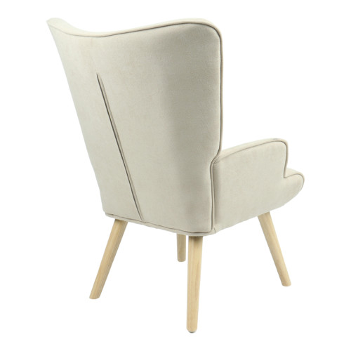 Armchair Fluffy pakoworld beige fabric-natural leg 75x69x96cm