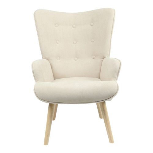Armchair Fluffy pakoworld beige fabric-natural leg 75x69x96cm Armchair Fluffy pakoworld beige fabric-natural leg 75x69x96cm