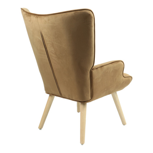 Armchair Fluffy pakoworld velvet fabric taupe-natural leg 75x69x96cm