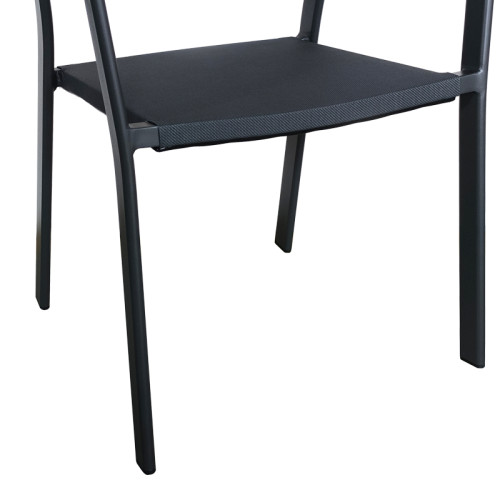 Aluminum armchair Glisten pakoworld stackable anthracite frame-textilene natural rattan 56x62x77cm Aluminum armchair Glisten pakoworld stackable anthracite frame-textilene natural rattan 56x62x77cm