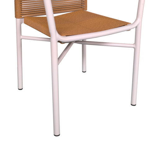 Clutch aluminum armchair pakoworld stackable white frame-natural rattan 55x56x80cm Clutch aluminum armchair pakoworld stackable white frame-natural rattan 55x56x80cm