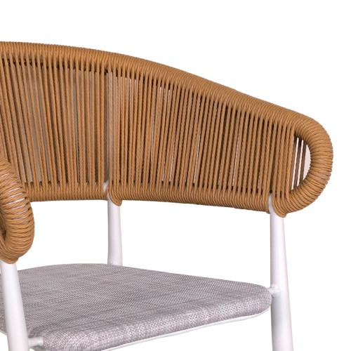 Aluminum armchair Raven pakoworld stackable white frame-natural textilene-rattan 57x62x78cm