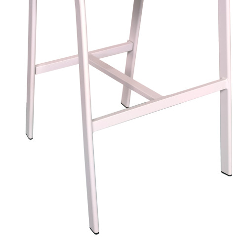 Aluminum bar stool Phoenix pakoworld stackable white frame-textilene natural rattan 53x58x103cm Aluminum bar stool Phoenix pakoworld stackable white frame-textilene natural rattan 53x58x103cm