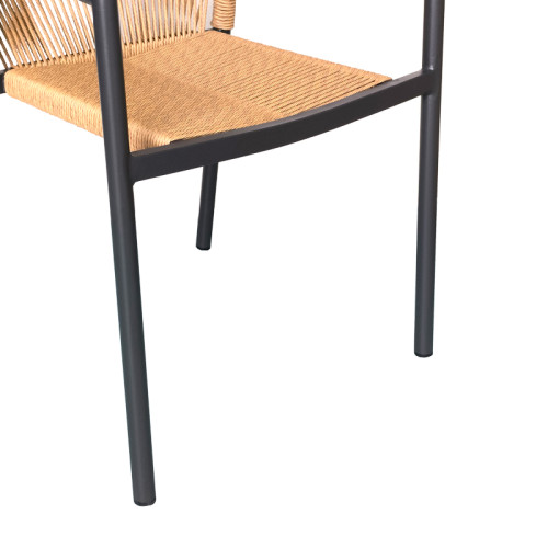 Aluminum armchair Lush pakoworld stackable anthracite frame-natural rattan 56x59x80cm Aluminum armchair Lush pakoworld stackable anthracite frame-natural rattan 56x59x80cm
