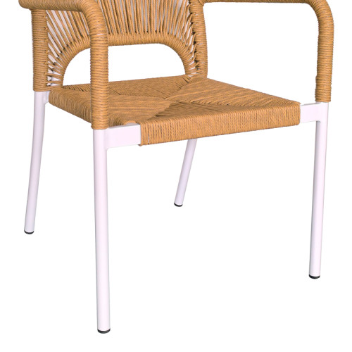 Norture pakoworld stackable aluminum armchair white frame-natural rattan 57x61x85cm Norture pakoworld stackable aluminum armchair white frame-natural rattan 57x61x85cm