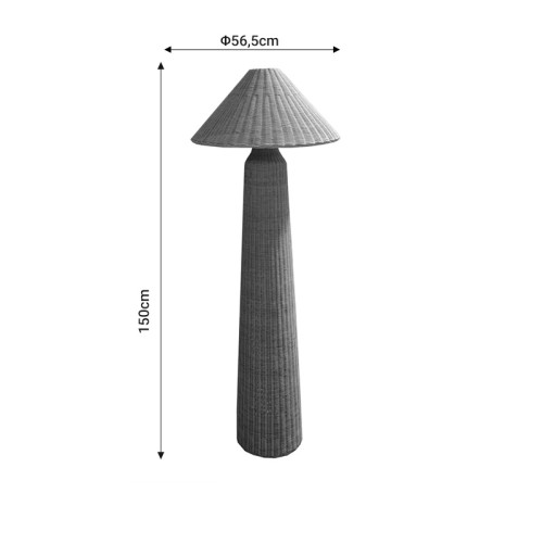 Floor lamp Mesulus Inart E27 natural rattan D56.5x150cm