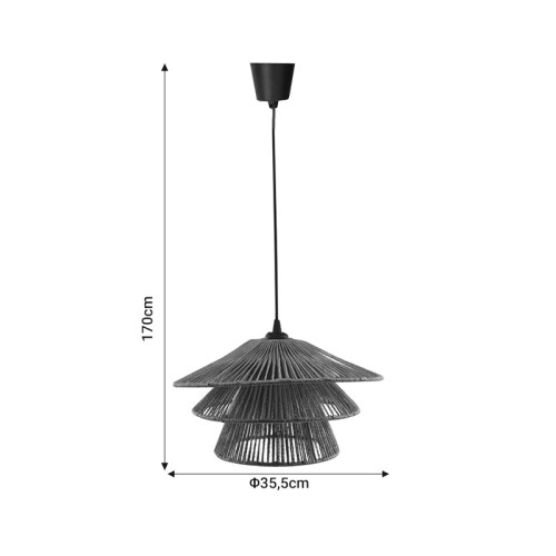 Ceiling light Oakim Inart E27 brown paper rope D35.5χ170cm Ceiling light Oakim Inart E27 brown paper rope D35.5χ170cm