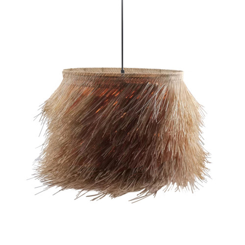 Ceiling light Hairy Inart E27 natural rattan D70χ188cm