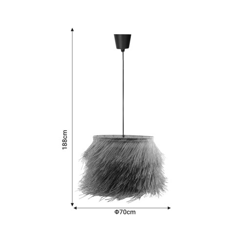 Ceiling light Hairy Inart E27 natural rattan D70χ188cm